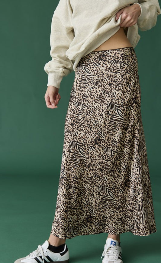 Iris Leopard Midi Skirt