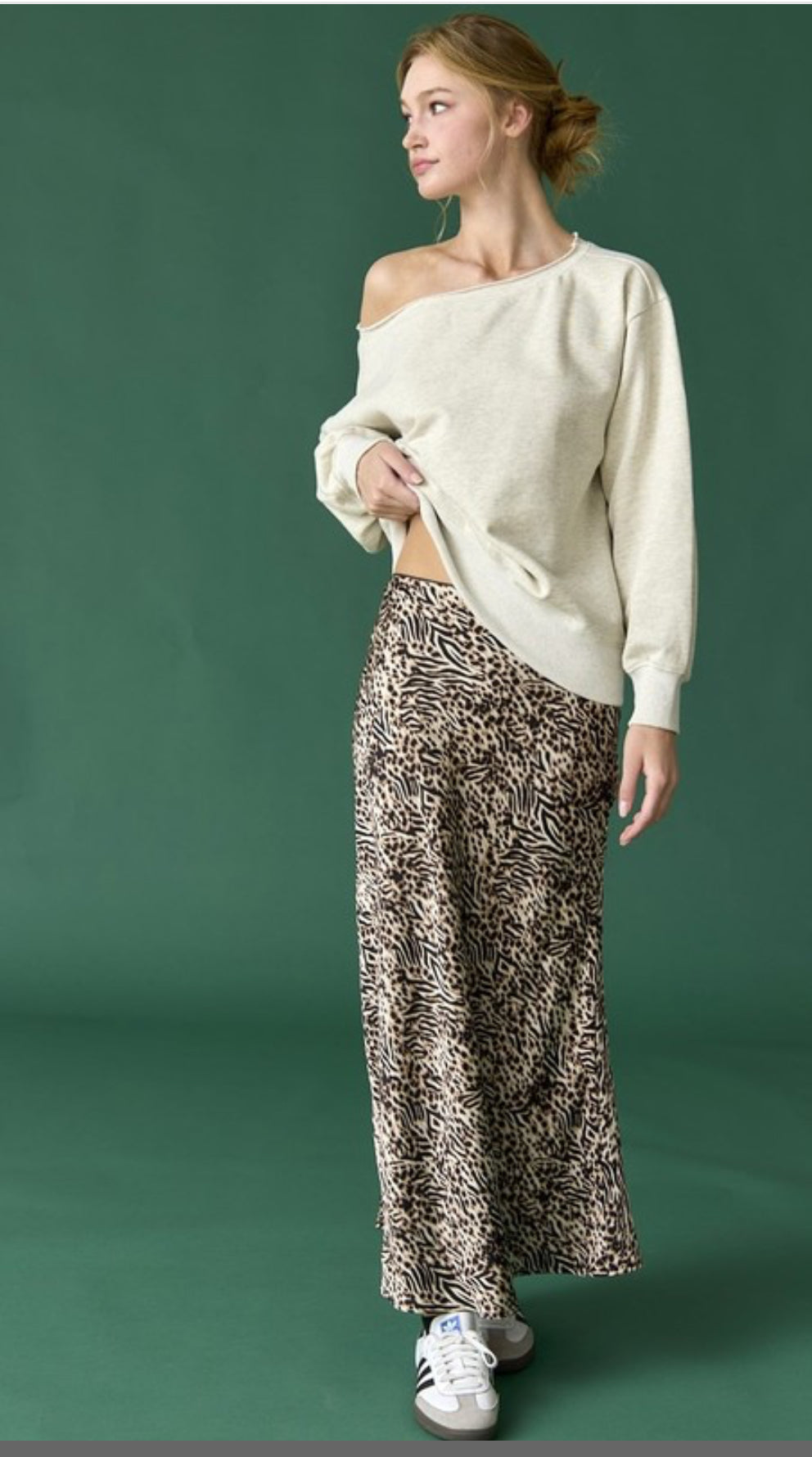 Iris Leopard Midi Skirt