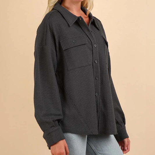 DOORBUSTER DEAL - Cozy Shacket - Charcoal