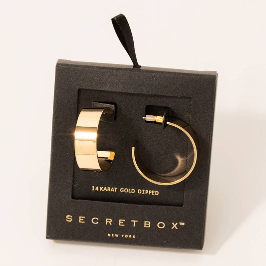 Secret Box Gold Dipped Flat Hoop Earrings