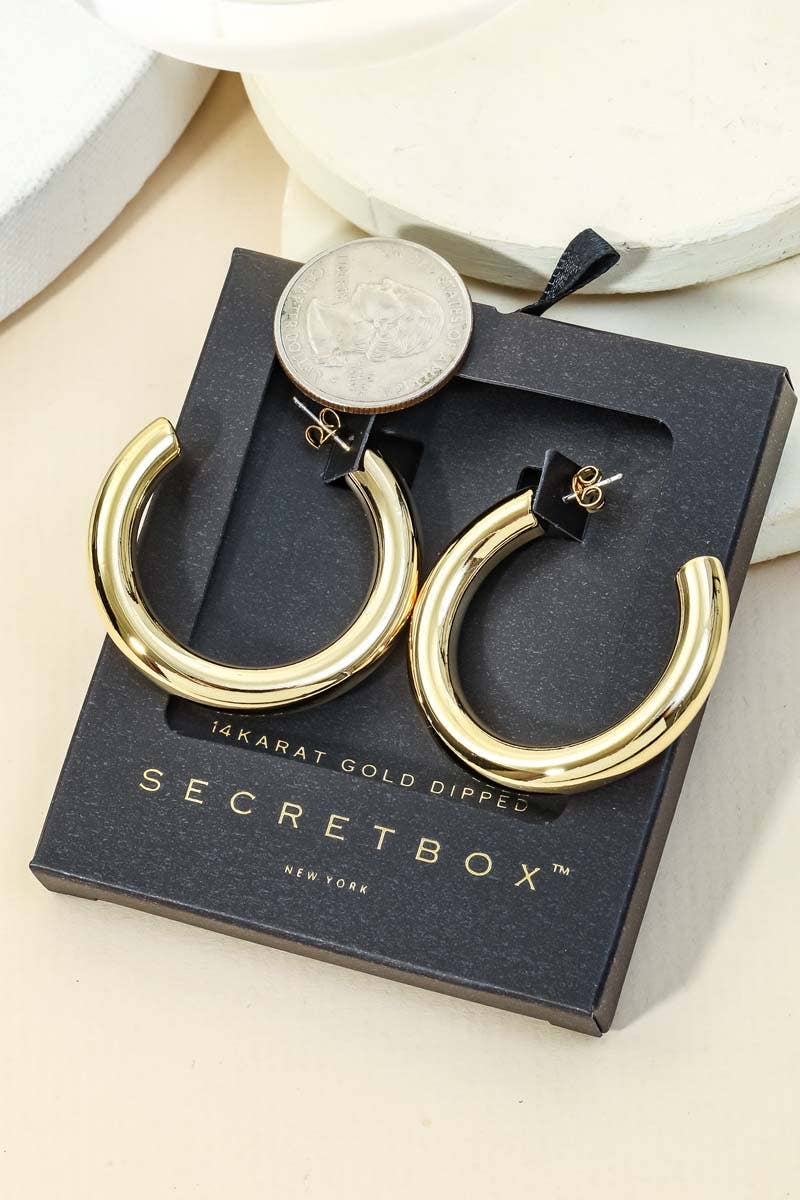 Secret Box Gold Dipped C Hoop Earrings - 2 Colors