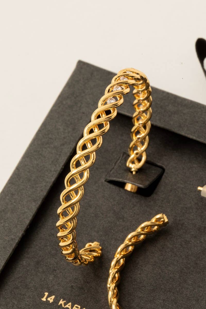 Secret Box Gold Dipped Woven Wire Hoop Earrings