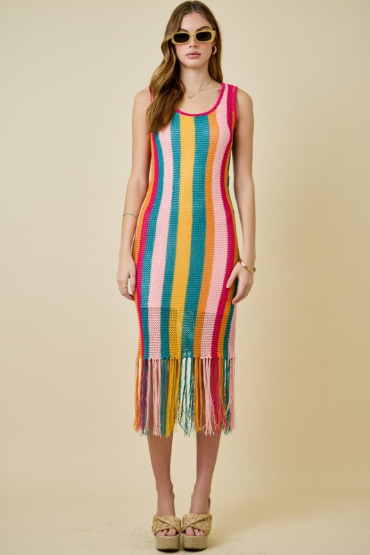 Postcards From Paradise Crochet Dress With Fringe Hem