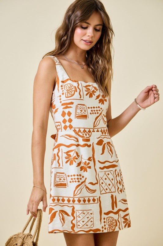 Island Time Square Neck Dress With Back Ties