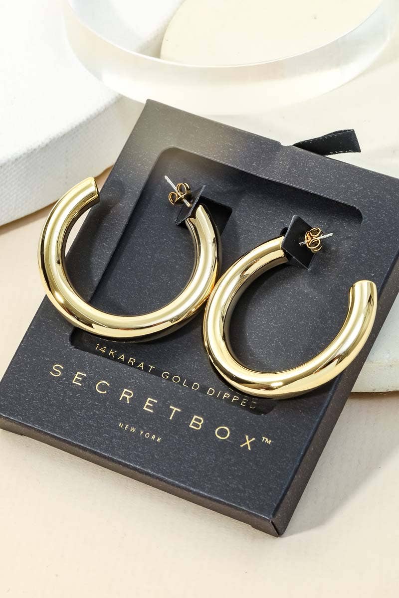 Secret Box Gold Dipped C Hoop Earrings - 2 Colors