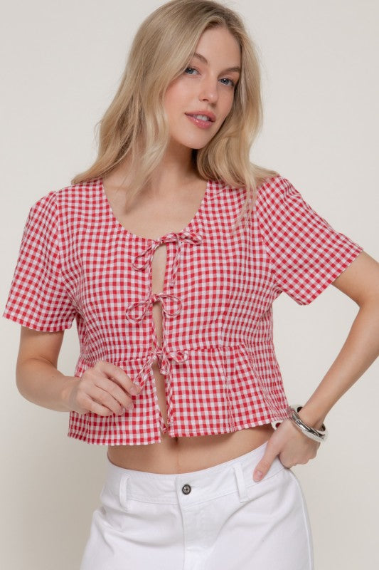 Marlow Tie Detail Gingham Top