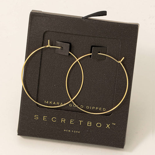 Secret Box Gold Dipped Thin Hoop Earrings