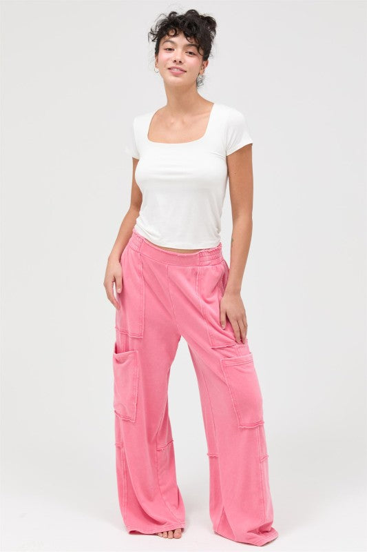 Free Spirit Cargo Lounge Pants - Pink