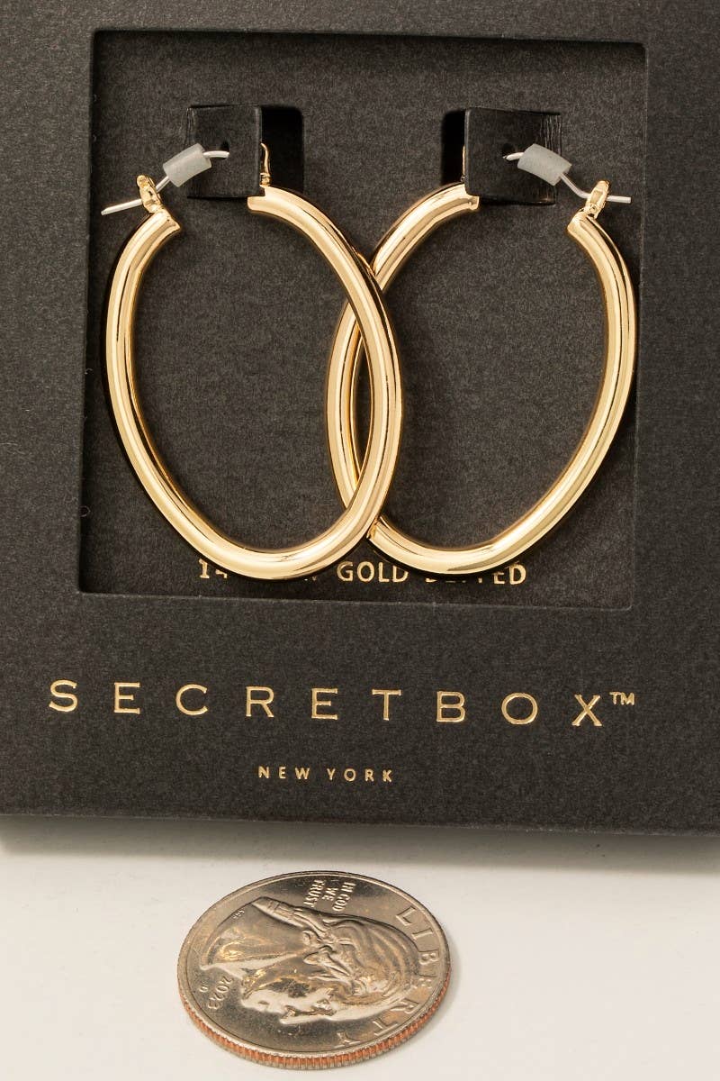 Secret Box Gold Dipped Latch Oval Hoop Earrings