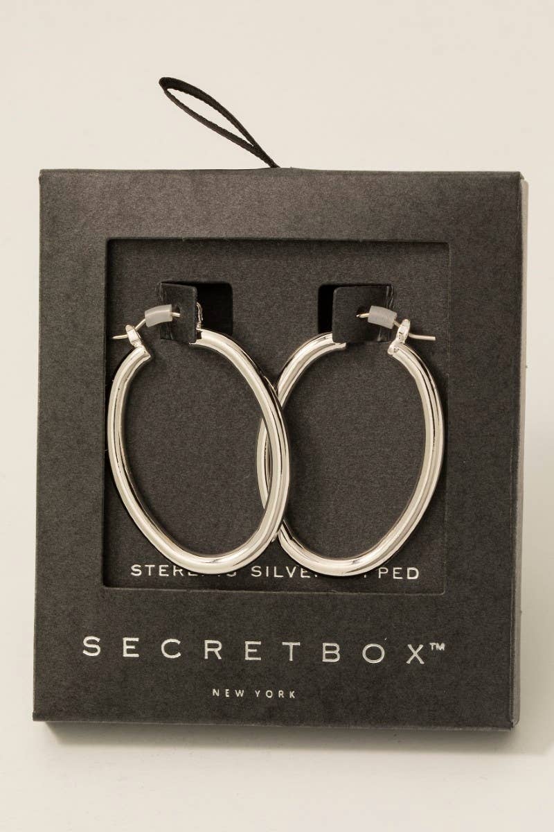 Secret Box Gold Dipped Latch Oval Hoop Earrings