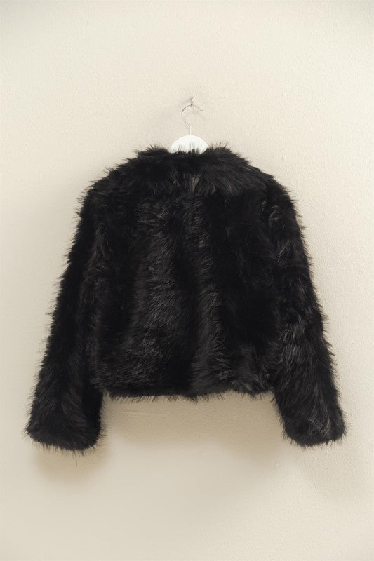 Jilly Shawl Collar Faux Fur Jacket