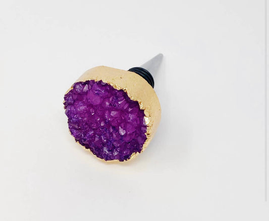 Crystal Mine Natural Stone Wine Stopper - Raw Purple